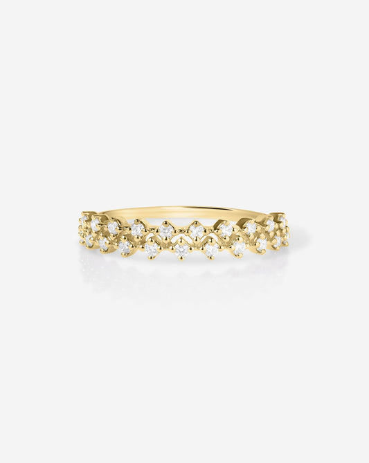 Diamond Station Double Row Ring