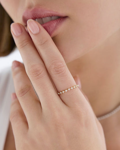 Diamond Station Stackable Ring