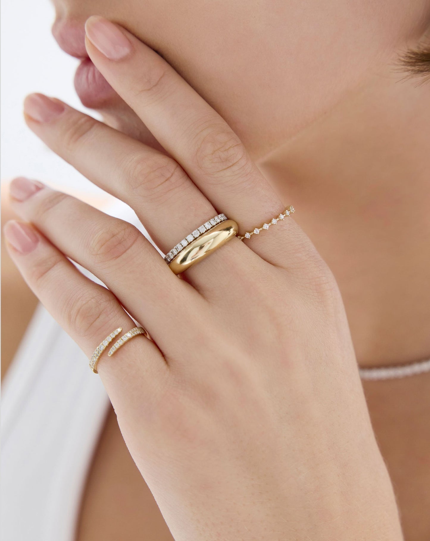 Diamond Station Stackable Ring