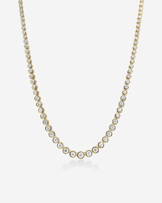 Graduated Bezel Diamond Tennis Necklace