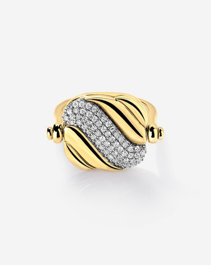 Swivel Pearl and Pavé Ring