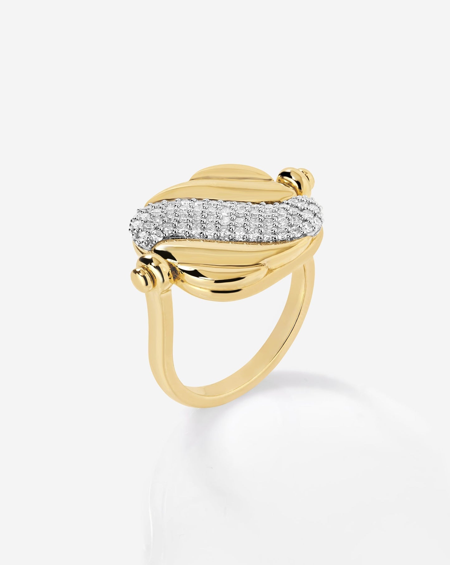 Swivel Pearl and Pavé Ring
