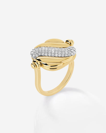 Swivel Pearl and Pavé Ring
