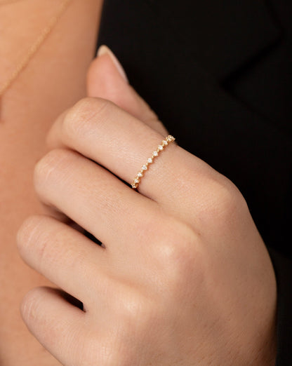 Diamond Station Stackable Ring